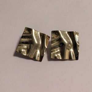 Vintage‎ Gold Square Clip On Earrings